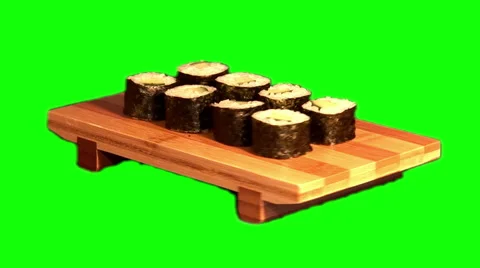 Sushi on stand rotating 01 Stock Footage 45714932