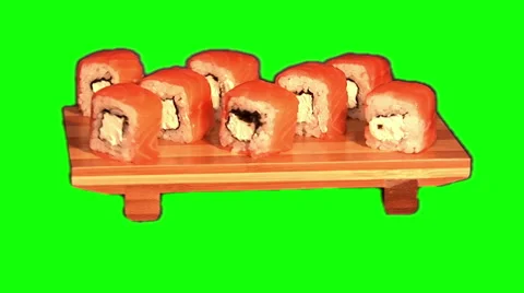 Sushi on stand rotating 04 Stock Footage 45716440