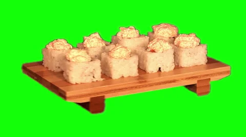 Sushi on stand rotating 06 Stock Footage 45732574
