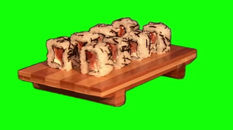 Sushi on stand rotating 07 Stock Footage 45732814