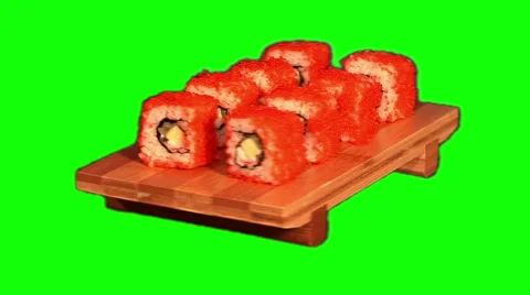 Sushi  on stand rotating  09 Stock Footage 45733075