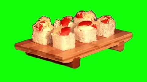 Sushi  on stand rotating 10 Stock Footage 45733237