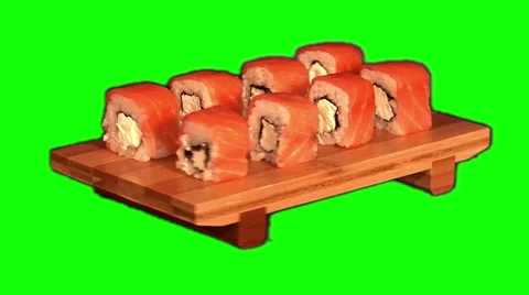 Sushi  on stand rotating 12 Stock Footage 45736640