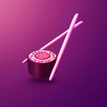 Sushi with sticks - stylized 3d CGI icon object, Not gen Ai Stock Illustration