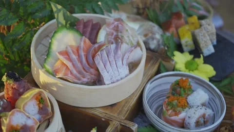 Sushi on table Stock Footage