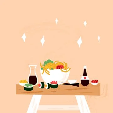 Sushi Table Menu Stock Illustration