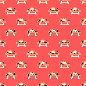Sushi Table Seamless Pattern Stock Illustration