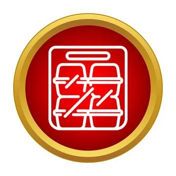 Sushi take away box vector icon on red background 스톡 일러스트