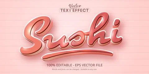 Sushi text, cartoon style editable text effect	 Stock Illustration
