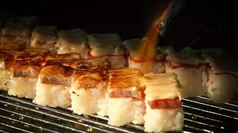 Sushi Torch - Slow Motion Stock Footage 66835678