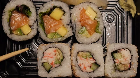 Sushi on tray gone fast Stock Footage 61919186