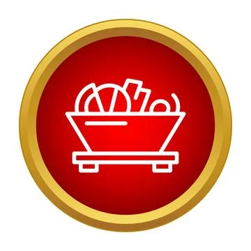 Sushi tray with various rolls icon on red background Stock Illustration