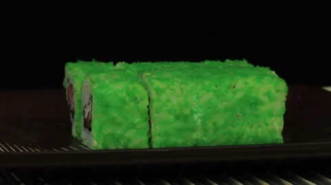Sushi turns on a black background loop Stock Footage 35254431