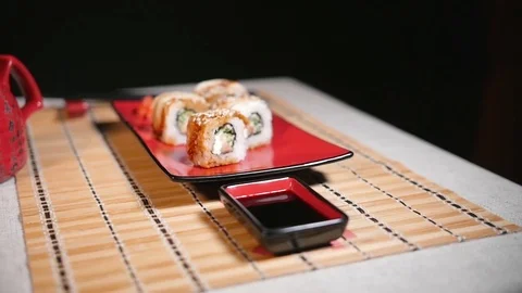 Sushi For Two Persons Stock Footage 70417095