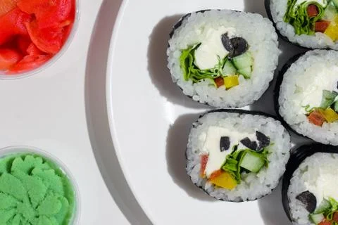 Sushi on a white background close up Stock-Fotos
