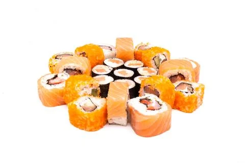 Sushi on the white background Stock Photos