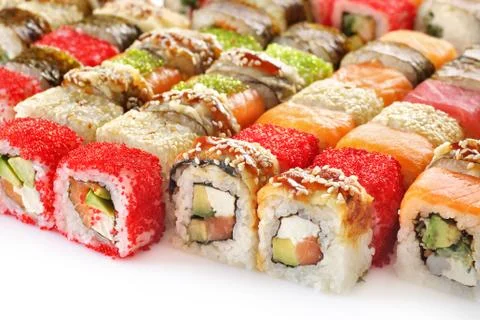 Sushi on white background Stock Photos