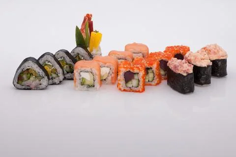 Sushi on a white background Stock Photos