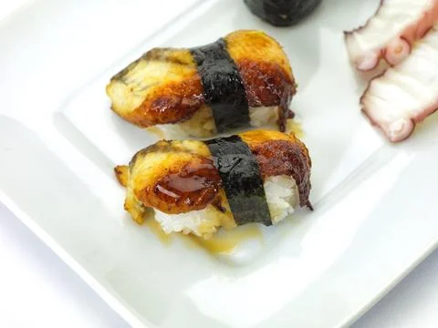 Sushi on the white Stock Photos