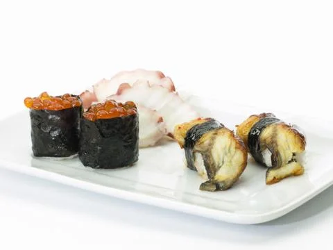 Sushi on the white Stock Photos