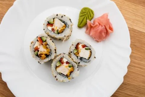 Sushi on white Stock-Fotos
