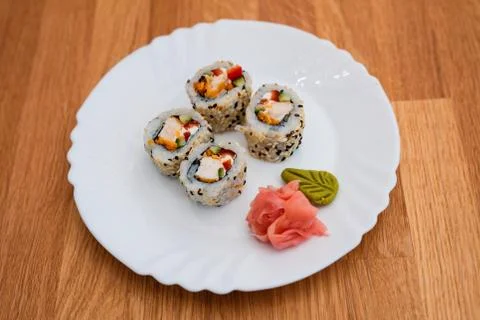 Sushi on white Stock-Fotos
