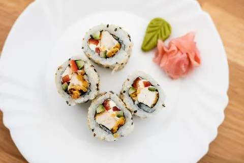 Sushi on white Stock-Fotos
