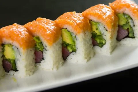 Sushi on a white plate Stock Photos