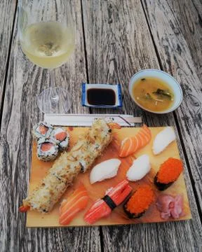 Sushi on wood table Stock Photos