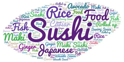 Sushi word cloud Stock Photos