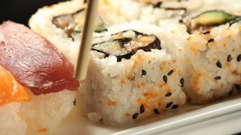 Sushis eating close up studio Stock-Footage 35819484