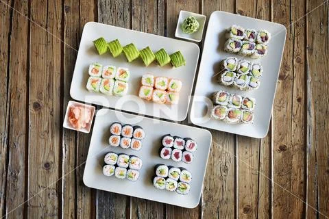 Sushis Maki Plate ABOVE Template PSD