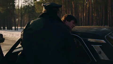 Suspect being arrested on the road Stock Footage 283107438
