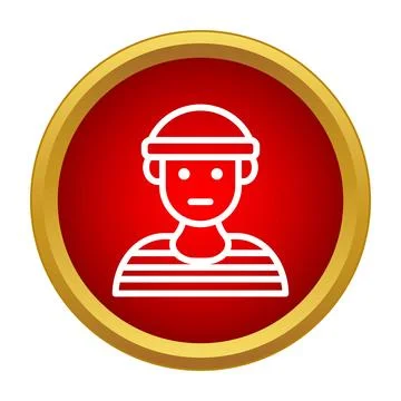 Suspect criminal icon in red button Stock Illustration