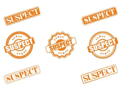 SUSPECT Rubber Stamp Seal with various grunge styles and star designs for l.. Stock Illustration