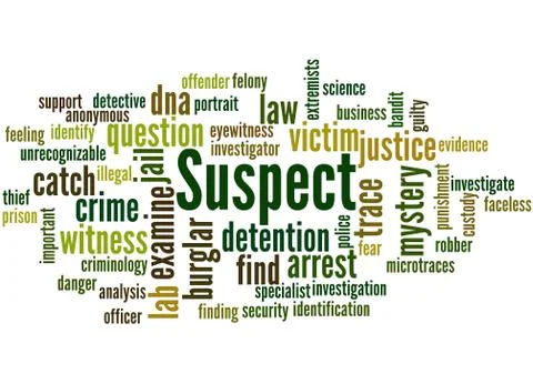 Suspect, word cloud concept Stock Illustration