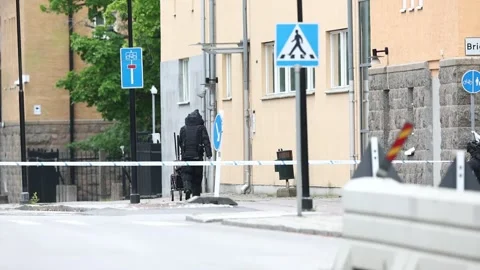 A suspected dangerous object, Linköping district court, Linköping, Sweden Stock Footage 277397502