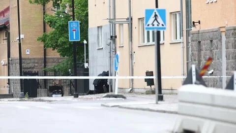 A suspected dangerous object, Linköping district court, Linköping, Sweden Stock Footage 277397503