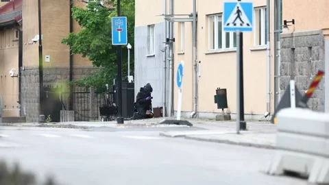 A suspected dangerous object, Linköping district court, Linköping, Sweden Stock Footage 277397506