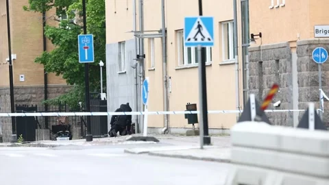 A suspected dangerous object, Linköping district court, Linköping, Sweden Stock Footage 277397507