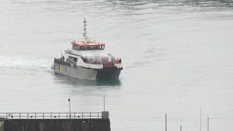Suspected migrants brought into Dover Stock Footage 321138028