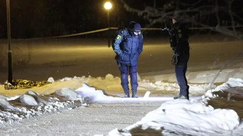 A suspected shooting, Linköping, Sweden Stock Footage 264615112