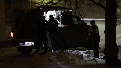 A suspected shooting, Linköping, Sweden Stock Footage 264615138