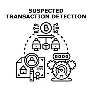 Suspected transaction detection crypto financial crime 스톡 일러스트