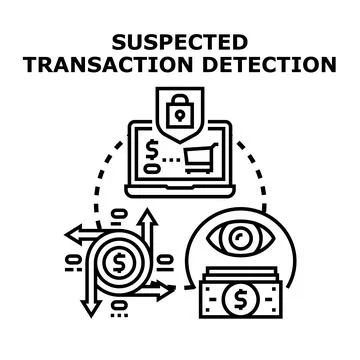 Suspected transaction detection for financial security monitoring Stock Illustration