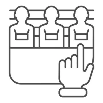Suspects of crime thin line icon. Suspects piking vector illustration isolated Stock Illustration
