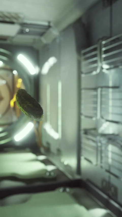 Suspended alien being radiates light within sterile laboratory setting Stock Footage 327616693
