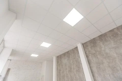 Suspended Armstrong ceiling, Armstrong Ceiling Tiles Calgary Mineral Fiber Stock Photos