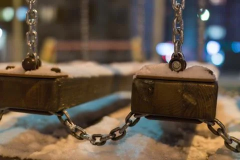 Suspended bridge on chains in the playground Fotos Stock
