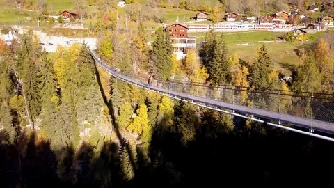 Suspended bridge in the mountains Stock Footage 81143708